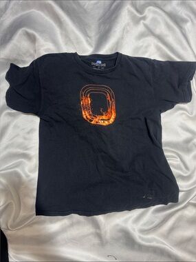 Overtime Black Men's Graphic Tee with Orange Flame Logo
